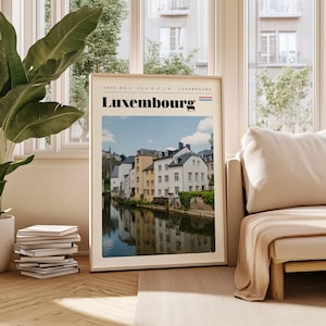 Luxembourg Travel Poster, Luxembourg Digital Print, Modern Wall Art, Printable Wall Decor, Vintage Cities, Digital Download, Art