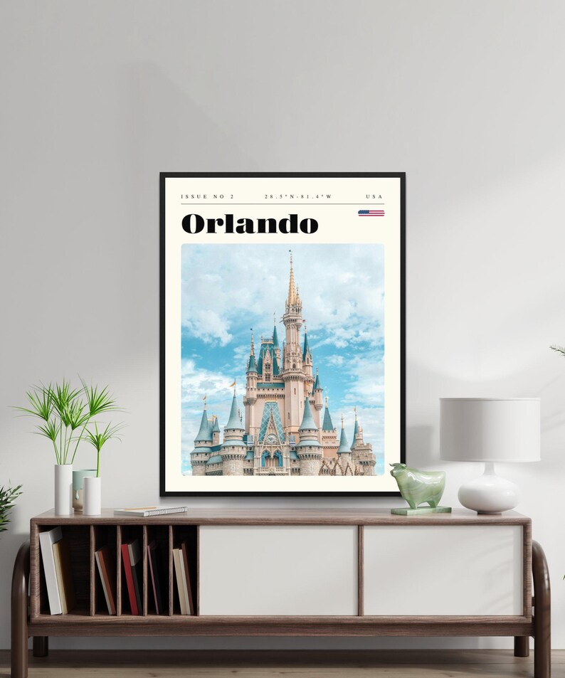 Orlando Travel Poster, USA Digital Print, Modern Wall Art, Printable
