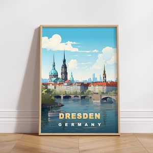 Dresden Germany Travel Poster: Retro Europe Wall Art (Digital Download)