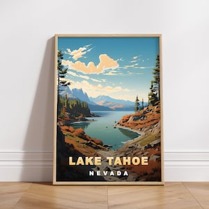 Lake Tahoe Travel Poster: USA Retro Nevada Wall Art (Digital Download)