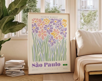 Sao Paulo Blumenmarkt Kunstdruck: Brasilien Botanische Illustration (Digitaler Download)