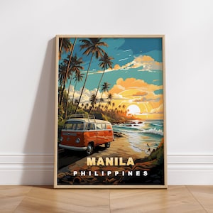 Manila Travel Poster, Philippines Digital Print, Retro Wall Art, Printable Wall Decor, Vintage Asia Cities, Digital Download, Art Decoration