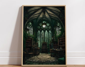 Serpent Common Room - Wizard Poster, Digital Gallery Wall Print, Printable Art, Potter Art, Magical School