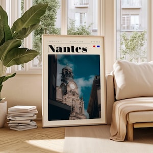 Nantes Reise Poster, Frankreich Digitaldruck, moderne Wandkunst, druckbare Wanddekoration, Vintage Städte, digitaler Download, Kunst