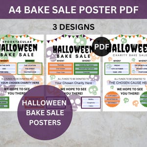 Halloween Bake Sale Poster, A4 School Bake Sale Flyer, Cupcake Sale Poster, Printable Bake Sale Sign, PDF Charity Bake Sale Invitation