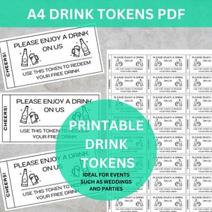 Vale para bebida imprimible, vale para bebida DIY, bebida gratis para bodas, vale para bebida gratis, boleto para bebida para fiestas, vale para bebida gratis para eventos, boleto para bebida