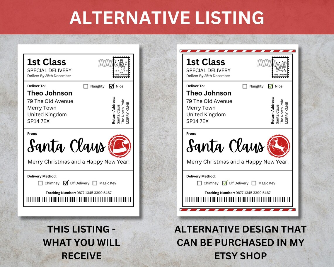 Printable Santa Shipping Label, North Pole Delivery Label, North Pole ...