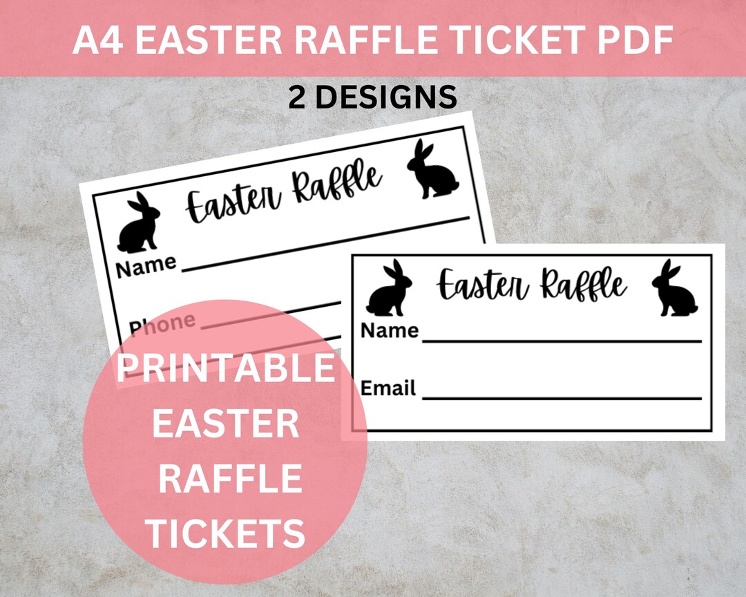 Printable Easter Raffle Tickets, PDF Fundraiser Entry, Enter to Win Ticket, Prize Draw Entry