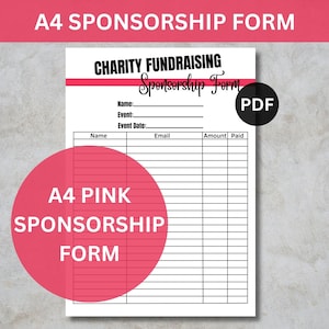 Charity Fundraising Sponsorship Form: Printable A4 Fundraiser Sheet (PDF)