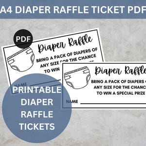 Ticket de tombola couches-culottes imprimables, tombola de couches pour bébés, tombola baby shower, jeu de baby shower, ticket de tombola couches, jeu de tombola de couches A4 PDF