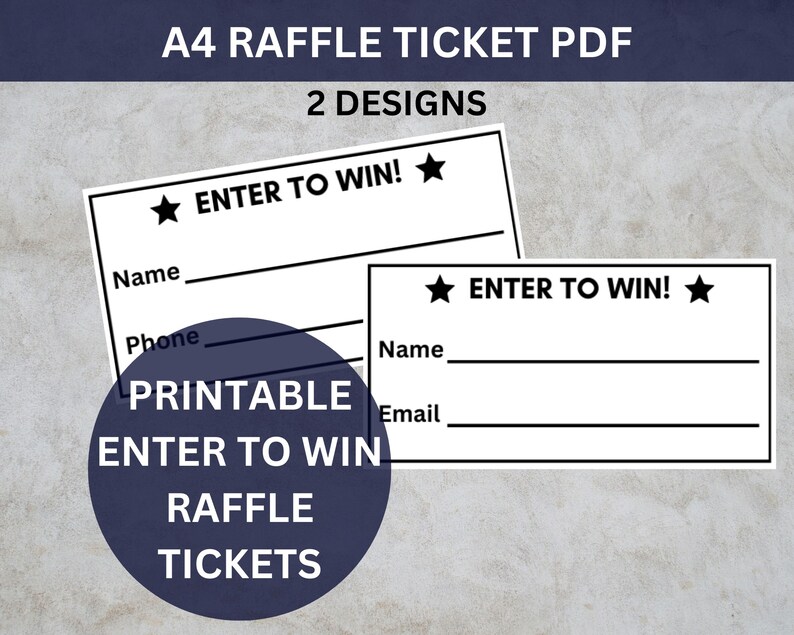 Printable Raffle Tickets – A4 PDF, 2 Designs (digital Download) - Etsy