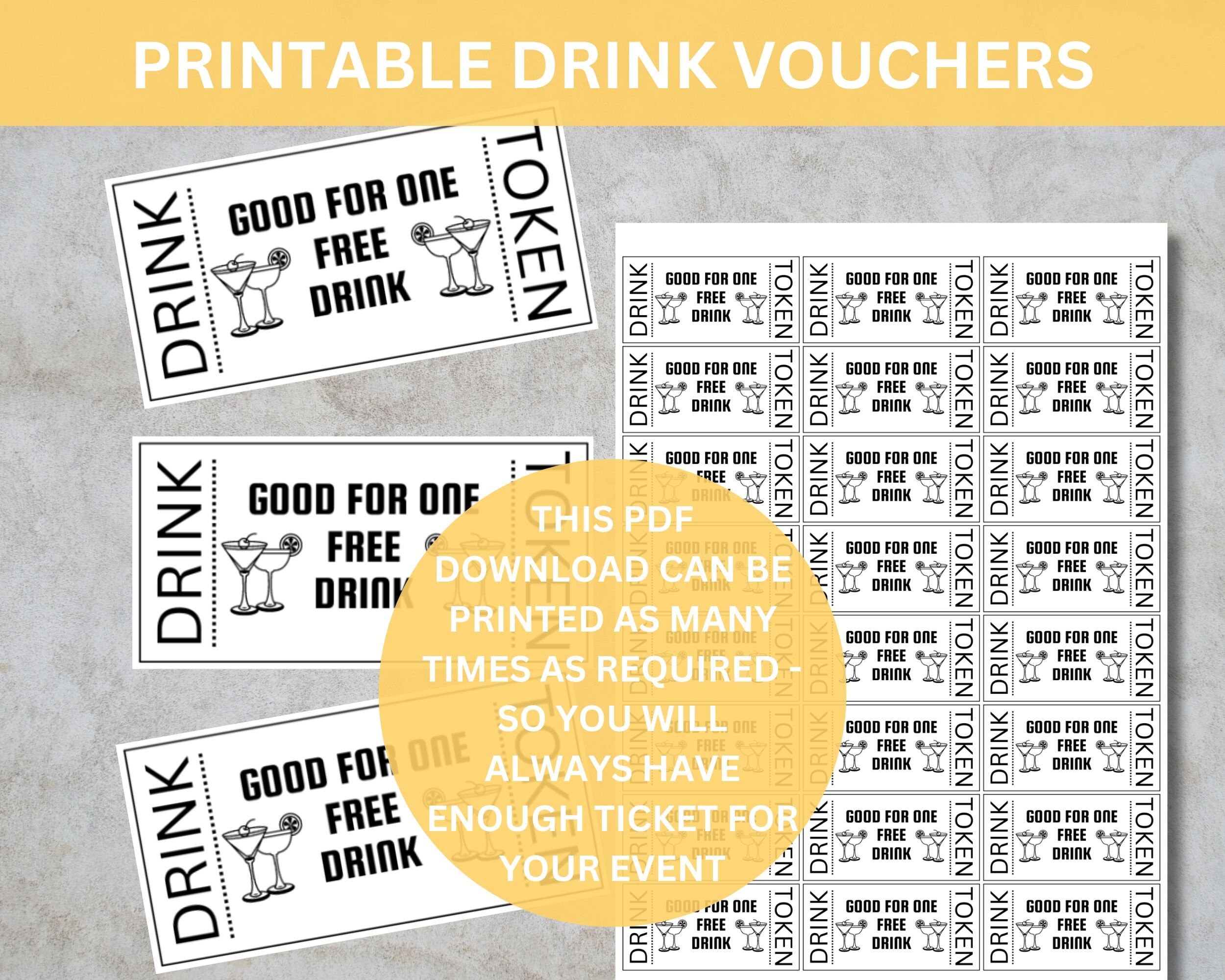 Printable Drink Tokens for Your Event, Wedding Drink Tickets, Free ...