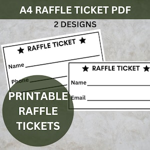 Printable Raffle Tickets, Event Raffle Tickets, Charity Raffle Tickets, Raffle Ticket Sheet, Raffle Ticket Coupon, Simple Raffle Ticket PDF