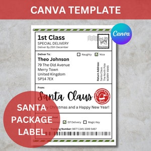 Printable Santa Shipping Label, North Pole Delivery Label, North Pole ...