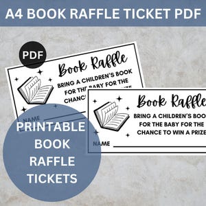 Billet de tombola de livres à imprimer, tombola de livres pour bébé, tombola baby shower, jeu de baby shower, billet de tombola de livres pour enfants, jeu de tombola de livres A4 PDF