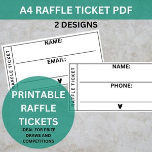 Raffle Tickets Basic, A4 Raffle Ticket Sheet, Church Raffle Tickets, Printable PDF Raffle Tickets, PDF Charity Raffle Ticket Design