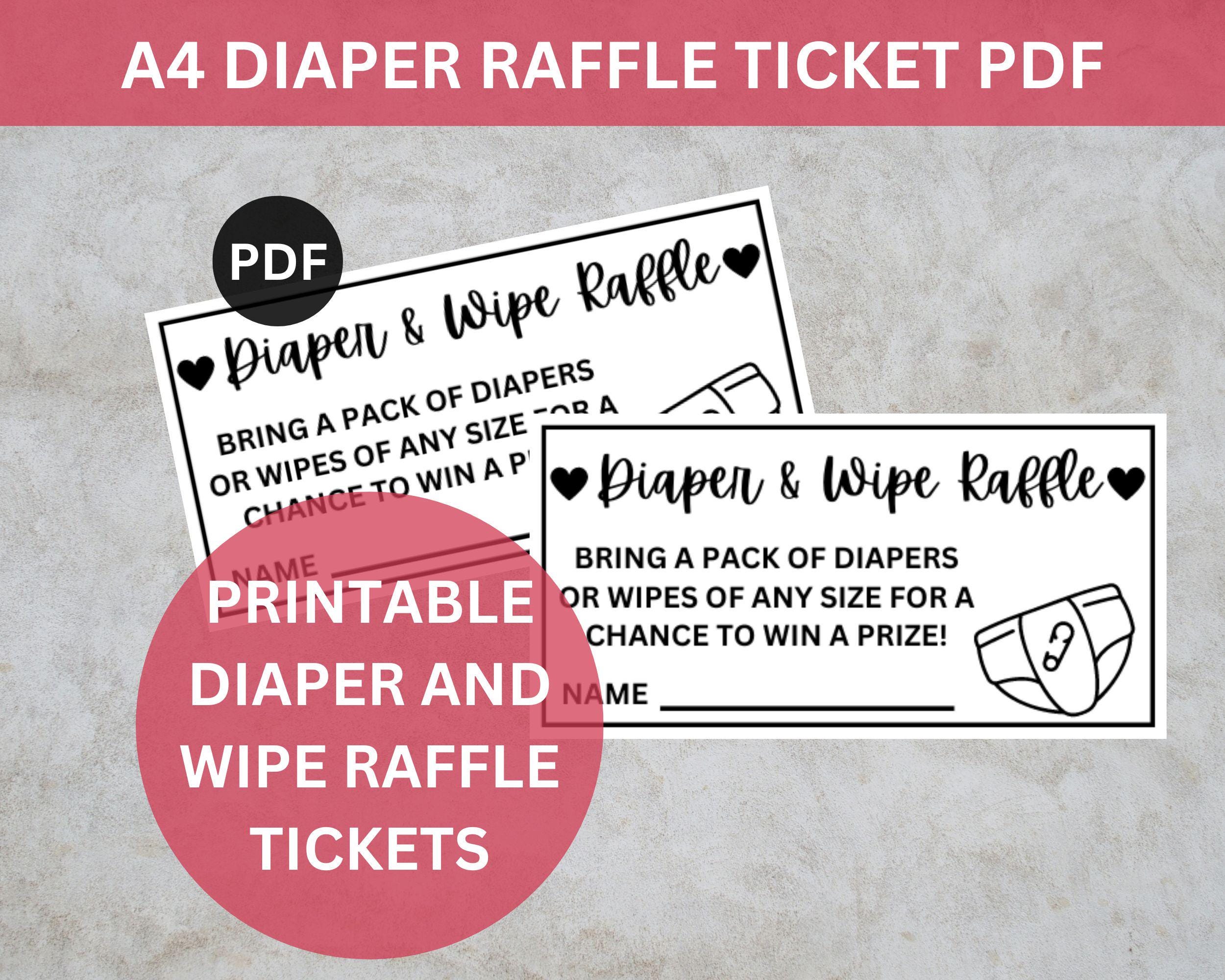 Printable Diaper and Wipe Raffle Tickets, Baby Diaper Raffle, Baby Shower Raffle, Baby Shower Game, Nappy and Wipe Raffle Ticket, A4 PDF