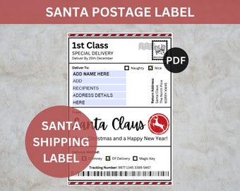 Personalized North Pole Delivery Label, Santa Shipping Label (A4 PDF)