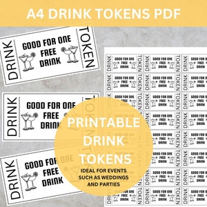 Fichas de bebida imprimibles para su evento, entradas para bebidas de boda, entradas para bebidas gratis, entradas para bebidas de fiesta, fichas para bebidas gratuitas para eventos, fichas para bebidas de bar
