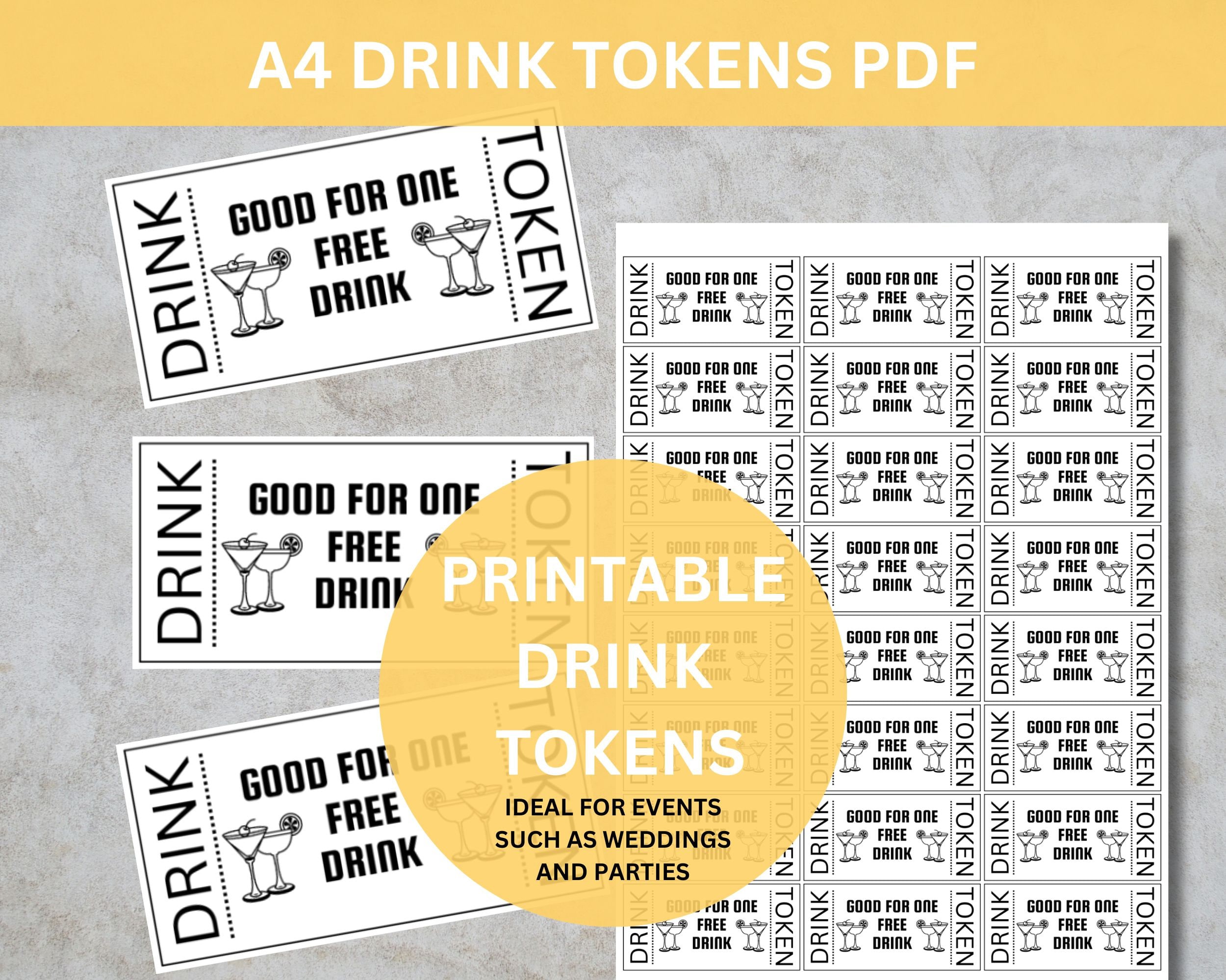 printable drink tokens: wedding & party event tickets (pdf) - etsy uk