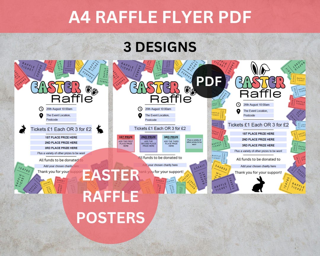 Easter Raffle Fundraiser Flyer, Event Raffle Flyer, Charity Raffle ...
