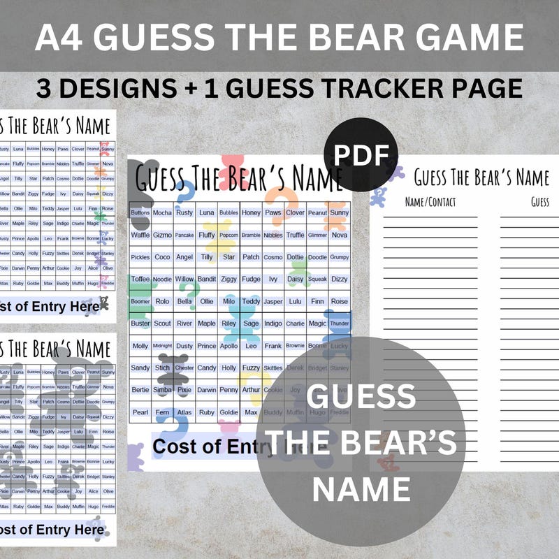 Guess The Teddy Name Etsy UK