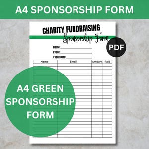 Printable Charity Sponsorship Form: A4 Fundraiser Sheet (PDF)