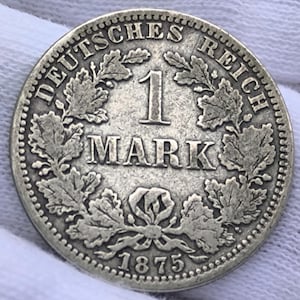 Germany 1 Mark 1875 , old germany silver coin, collectibles , numismatic , coin collection, vintage silver coin, old European coins, rare