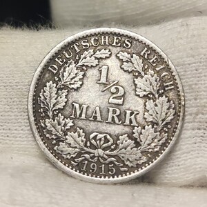 Germany empire 1/2 Mark  1915, old silver coin, collectibles, numismatic, vintage gift, collector coins, coins and currency, ancient coins