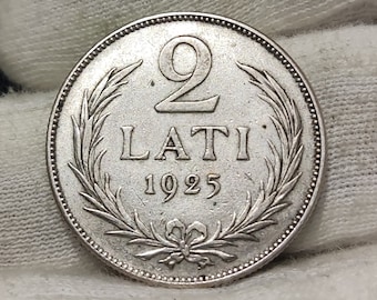 1925 Latvia 2 Lati, rare coin, silver coin , old coin , coin collection, vintage coins, history, 1926, gift, gift for him , gift for her.