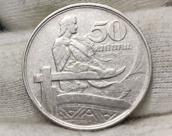 Latvia 50 santimu 1922, old Latvia coin, world coins, numismatic, collectibles, rare coins, vintage gift, Baltic coins, retro coin, gift
