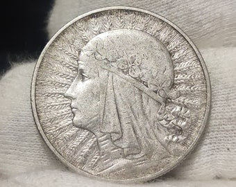 Poland 5 zlotych, 1932 Queen Jadwiga, Old Poland  coin, vintage coin, rare coin, silver 750, antique silver coin, collectibles, Europe coins