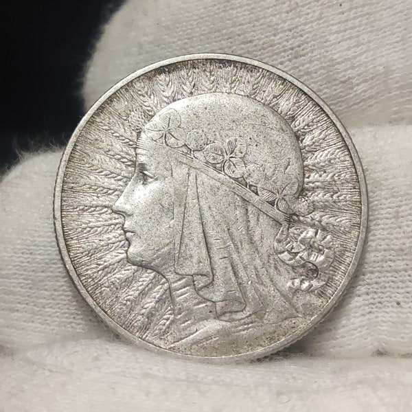 Poland 5 zlotych, 1932 Queen Jadwiga, Old Poland  coin, vintage coin, rare coin, silver 750, antique silver coin, collectibles, Europe coins