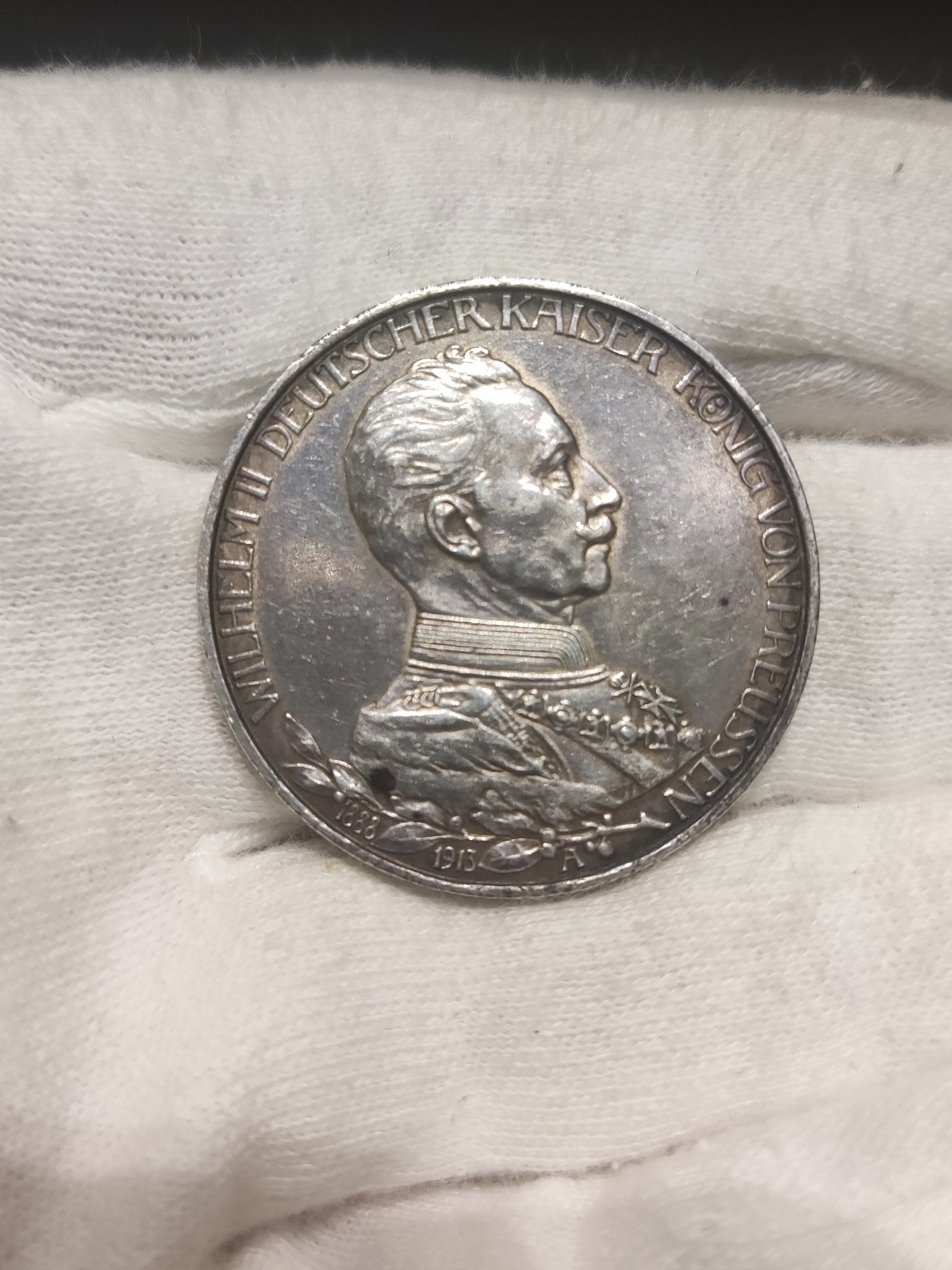 ドイツ帝国 3 マルク 1913 プロイセン、ヴィルヘルム 2 世、銀