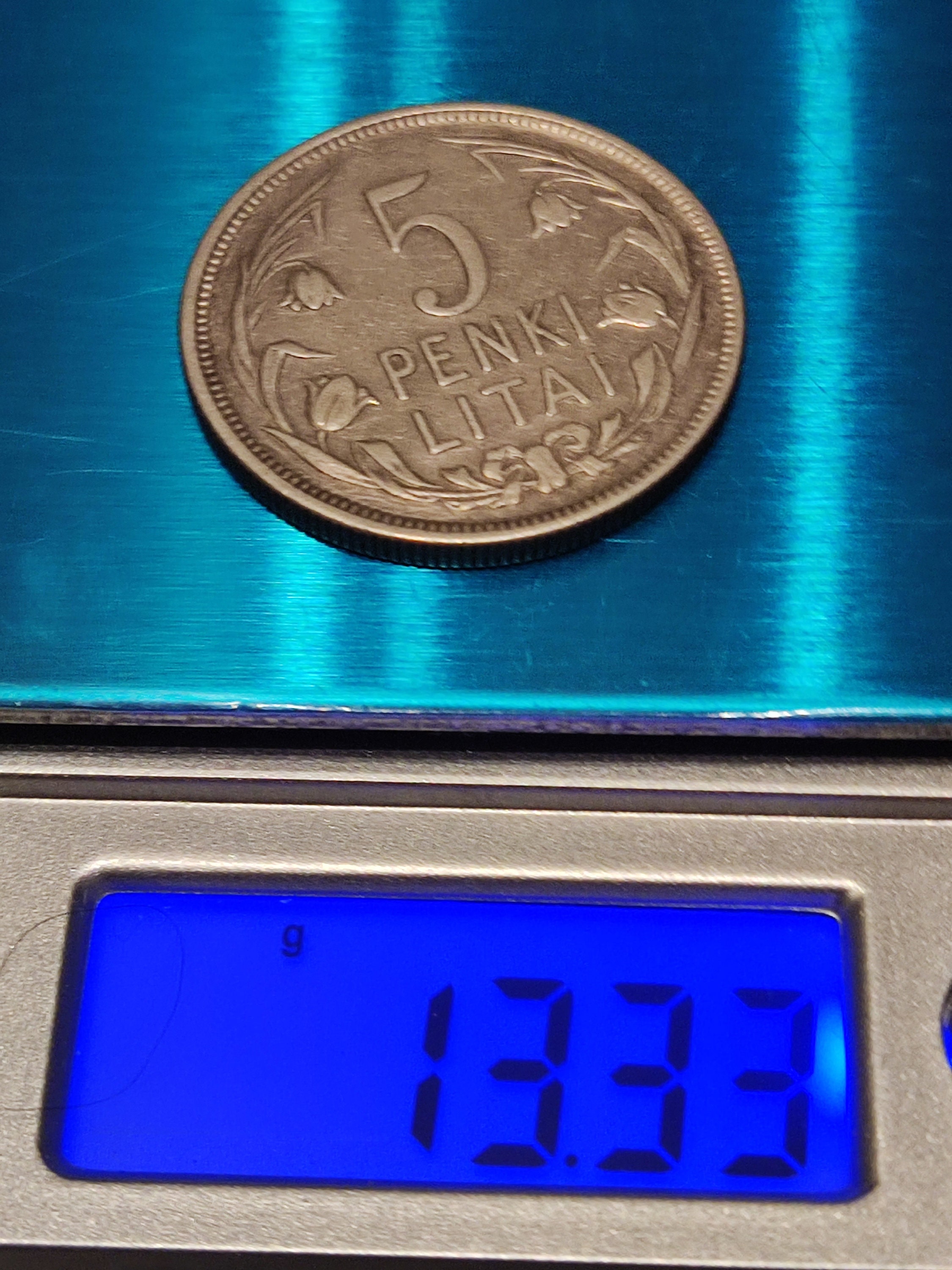 1925 年 銀貨 リトアニア 5 リタイ、古いリトアニアのコイン