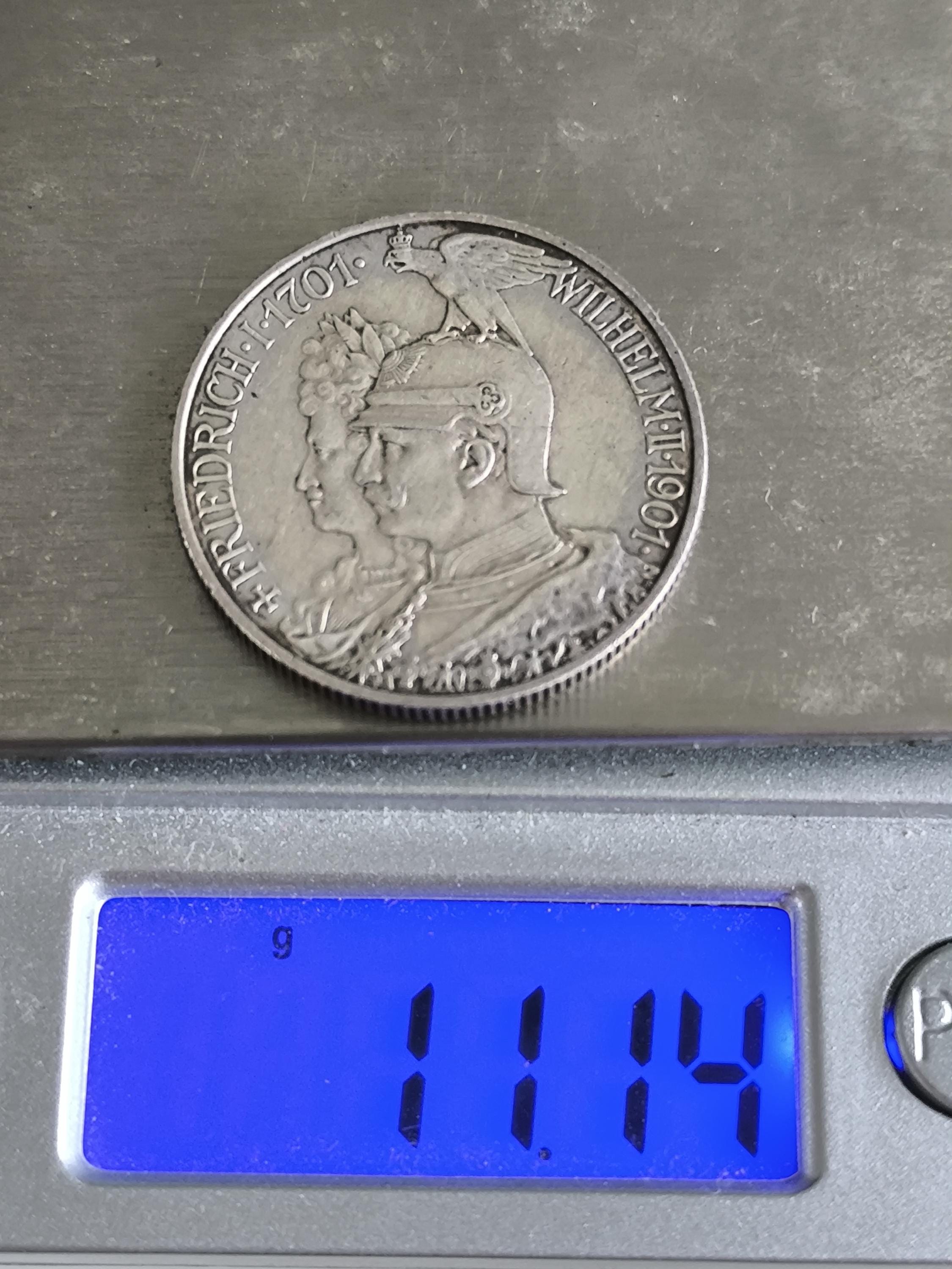 ドイツ帝国 2 マルク、1901 年プロイセン王国建国 200 周年記念