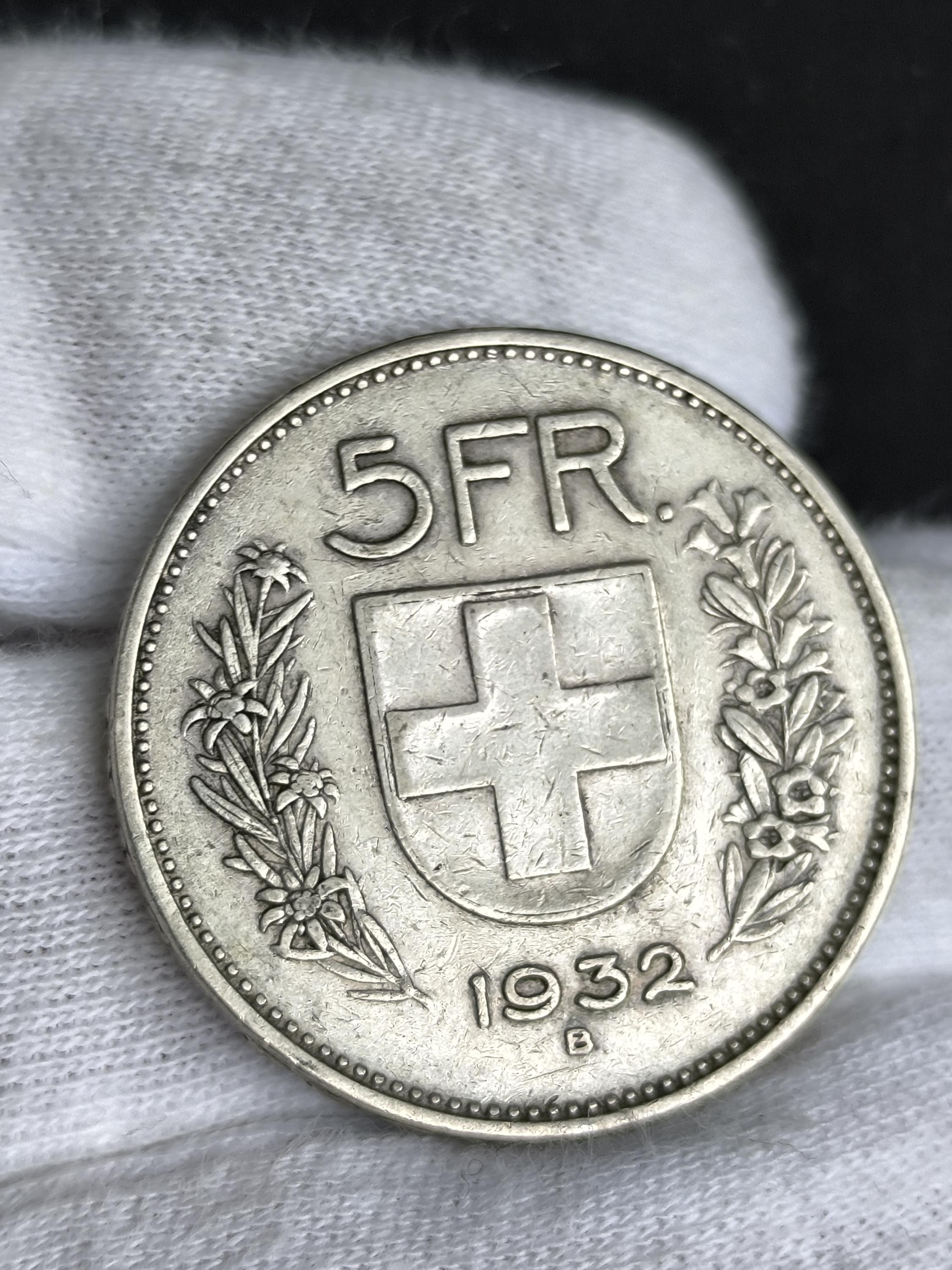 スイス 1932年 5フラン 硬貨 スイス 5フラン銀貨 1932年