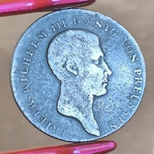 Germany Prussia  1/6 Thaler 1812, very old rare coin, silver coin, collector coin, coin for collection, numismatic, vintage silver gift.