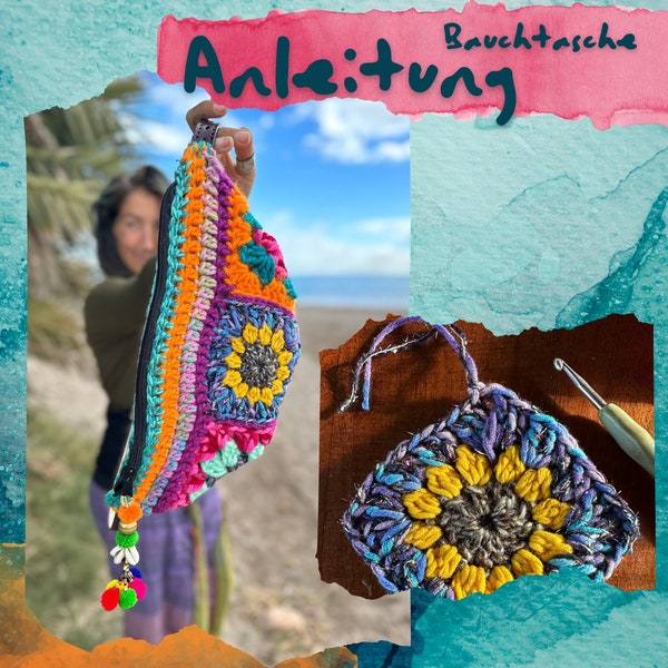 Häkelanleitung Bauchtasche Vierauge Vierecke Liebe Bag CrochetPattern