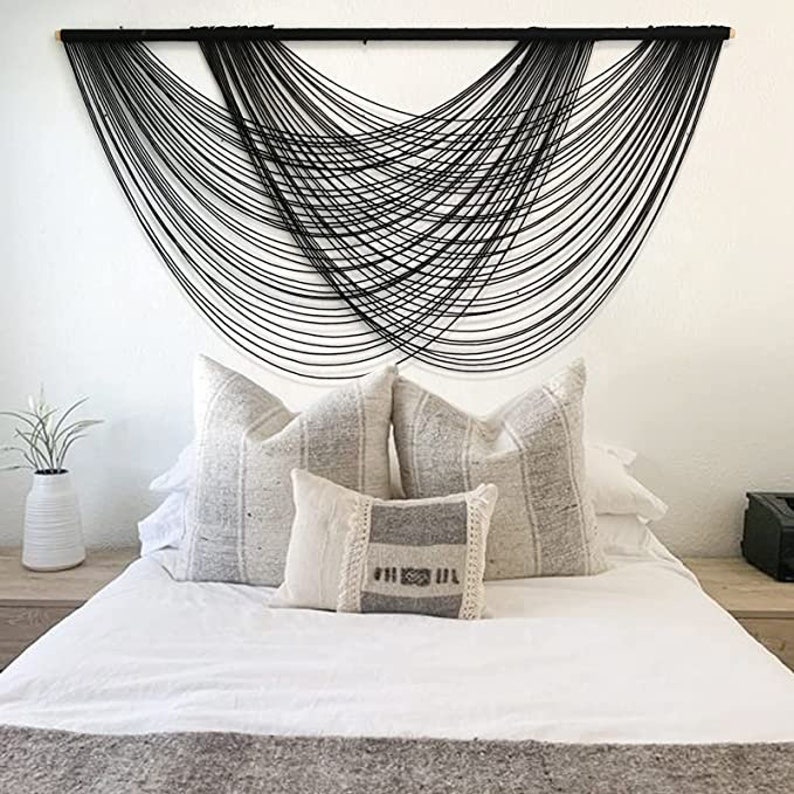 Large Black Macrame Wall Hanging Black Boho Wall Decor Large Etsy