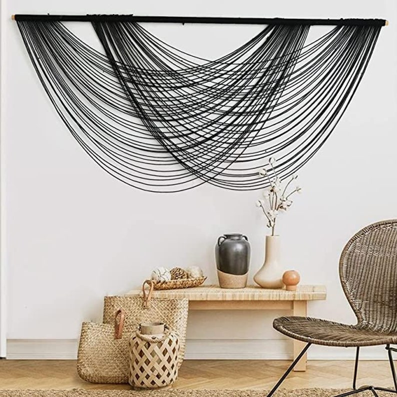 Large Black Macrame Wall Hanging Black Boho Wall Decor Large Etsy