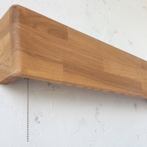 Handcrafted Oak Wood Wall Sconce: Linear LED Bedside Light