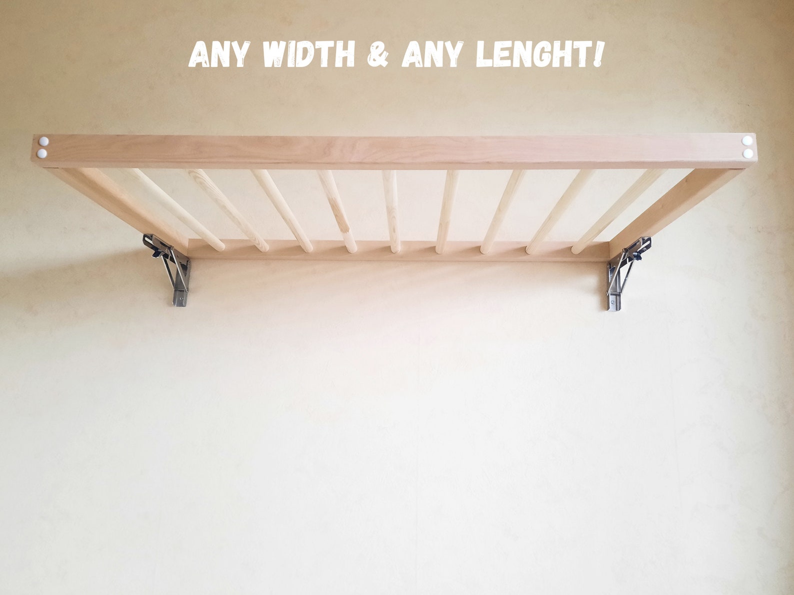 Clothes Drying Rack Solid Wood Wall Mounted Clothes Line Etsy Australia