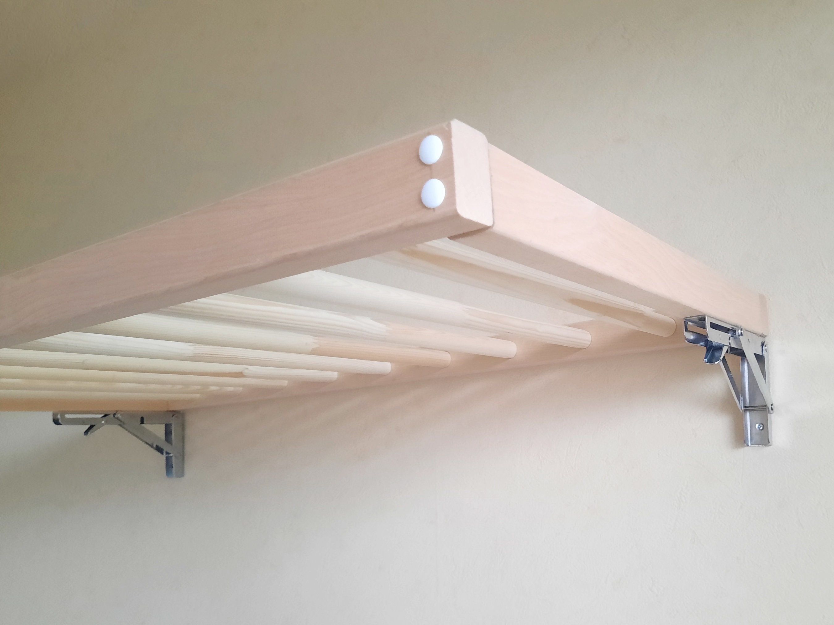 Clothes Drying Rack Solid Wood Wall Mounted Clothes Line Etsy