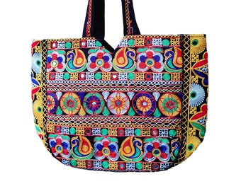 Handcrafted Embroidered Gujarati Bag/ Indian Banjara Bag/ Festival Retro Style/ Tote Bag/ Boho Style Bag/ Christmas Gift Idea