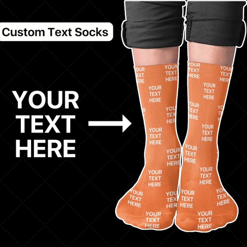 Personalised Custom Text Socks - Bottom of Socks - Unisex Personalised ...