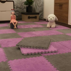 Soft Plush Baby Play Mat – EVA Foam Puzzle Carpet for Kids, Interlocking Warm Floor Mats for Infants & Toddlers, 30x30x1cm Nursery Rug Tiles
