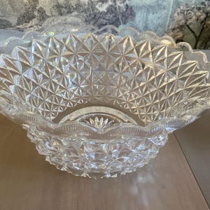 Vintage crystal cut large punch bowl