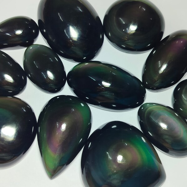 Natural Rainbow Obsidian Gemstone, Designer Rainbow Obsidian Cabochon, Flat back Rainbow Obsidian Loose Stone Rainbow Obsidian Wholesale Lot