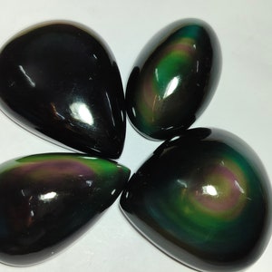 Natural Rainbow Obsidian Gemstone, Designer Rainbow Obsidian Cabochon, Flat back Rainbow Obsidian Loose Stone Rainbow Obsidian Wholesale Lot image 7